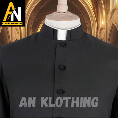 Black Roman Cassock – Custom-Tailored Clergy Vestment – Traditional Liturgical Priest Robe – Elegant Church Attire – Tailored Religious Coat