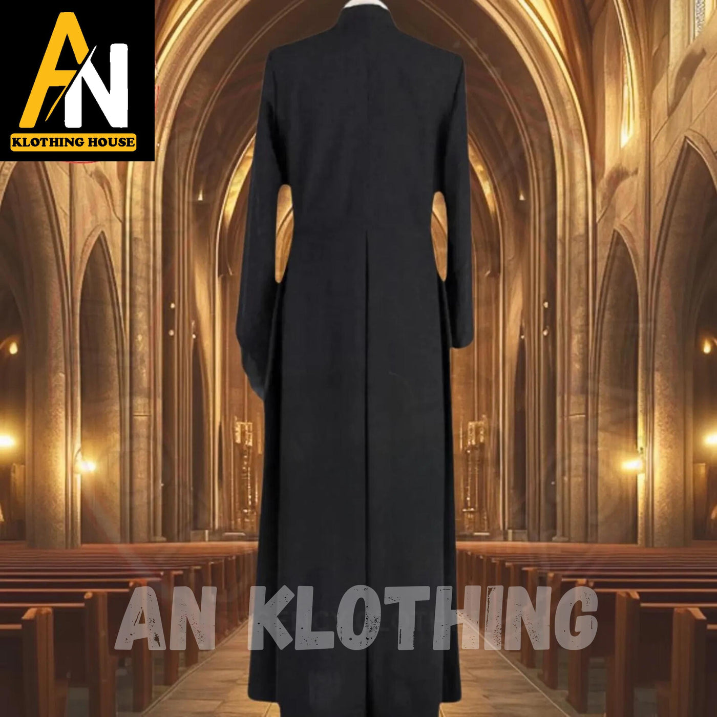 Black Roman Cassock – Custom-Tailored Clergy Vestment – Traditional Liturgical Priest Robe – Elegant Church Attire – Tailored Religious Coat