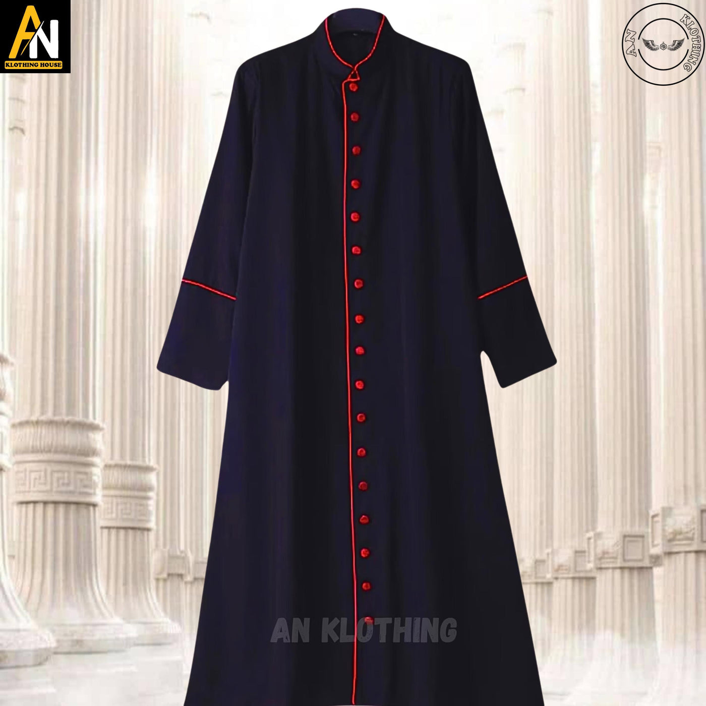 New Catholic Black Roman Cassock – Wool Blend Clergy Robe - Custom Clerical Vestment for Priests - Men & Women Church Attire - Preacher Robe