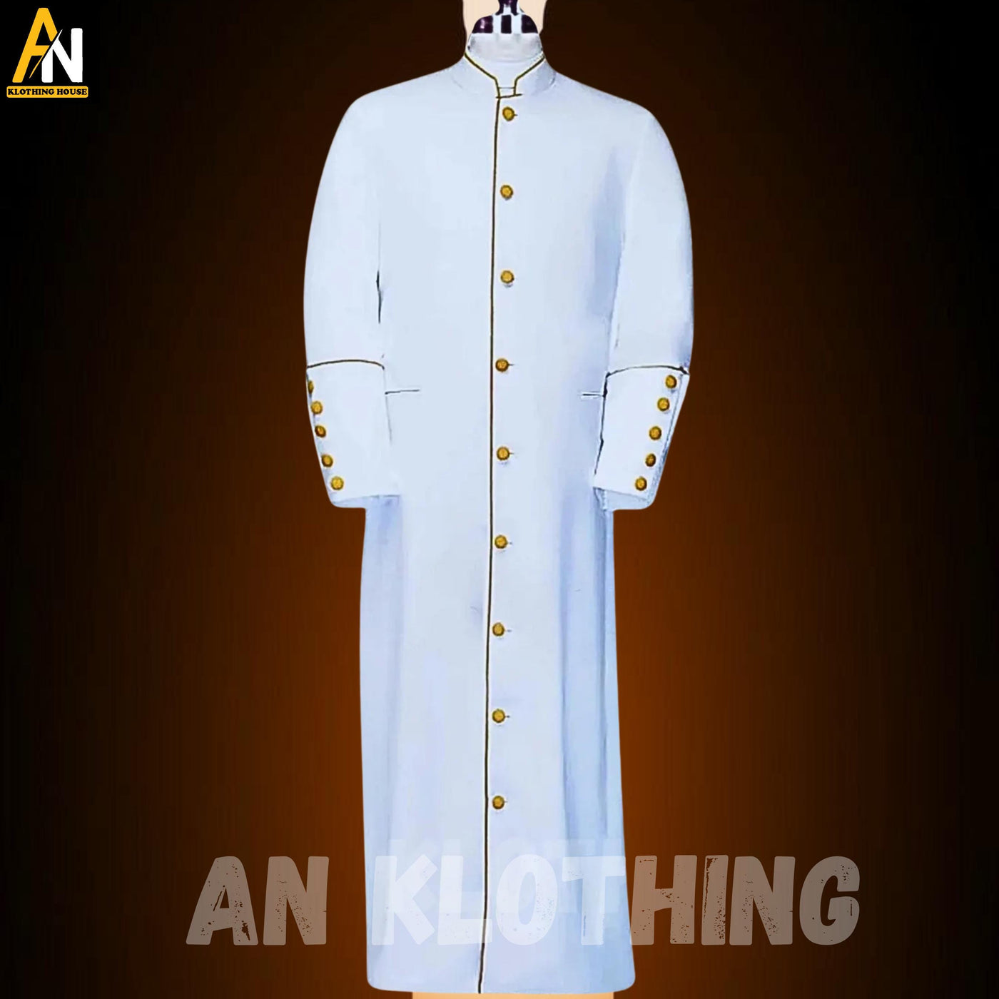 Caleb White/Black Clergy Robe for Men with Gold Contrast Cosplay legend Clergy Robe with Cincture Medieval Clergyman Vestments Roman Priest
