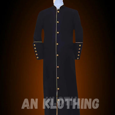 Caleb White/Black Clergy Robe for Men with Gold Contrast Cosplay legend Clergy Robe with Cincture Medieval Clergyman Vestments Roman Priest
