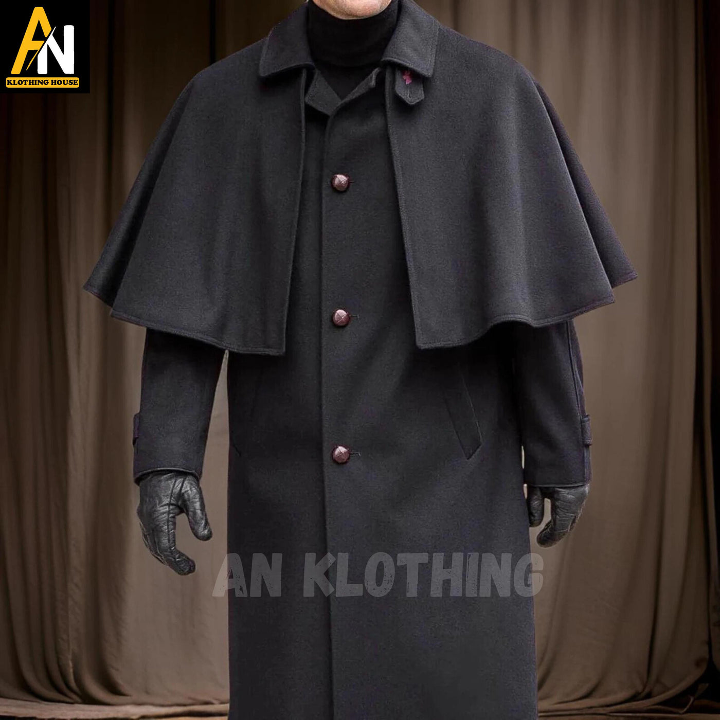 Regency Garrick Overcoat - Cape Wool Coachman's Coat - Historical Reenactment Black Wool Overcoat Jacket - Vintage Style Outerwear