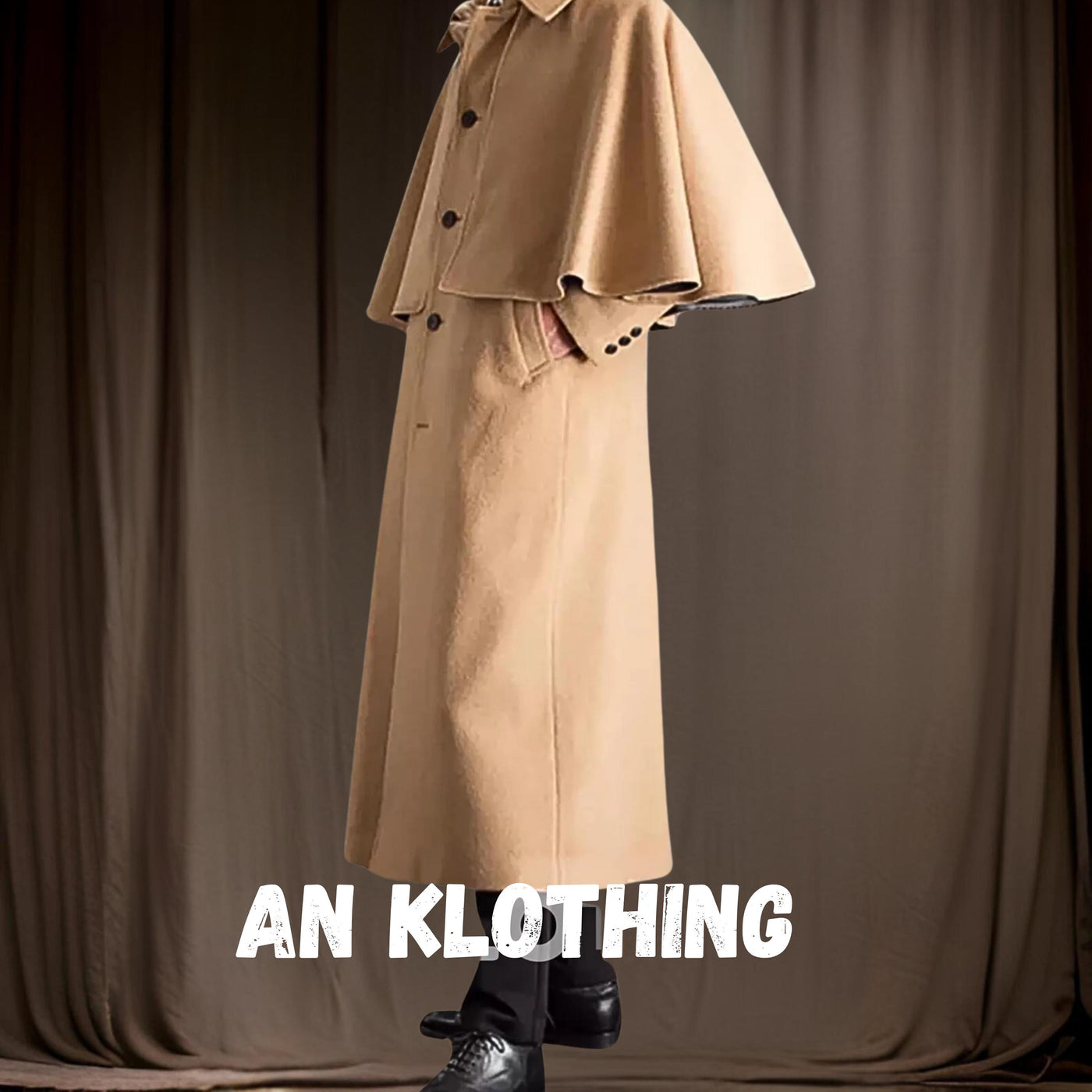 Beige Men's Cape Coat - Men's Victorian Inverness Cape Coat | Garrick Coachmen Style | Special Beige Color - Formal Slim - Wool Coat