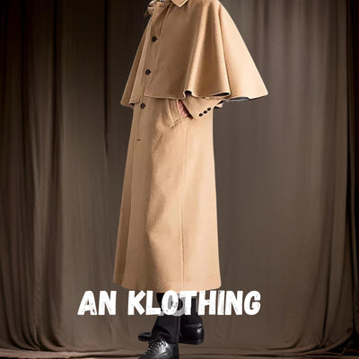 Beige Men's Cape Coat - Men's Victorian Inverness Cape Coat | Garrick Coachmen Style | Special Beige Color - Formal Slim - Wool Coat