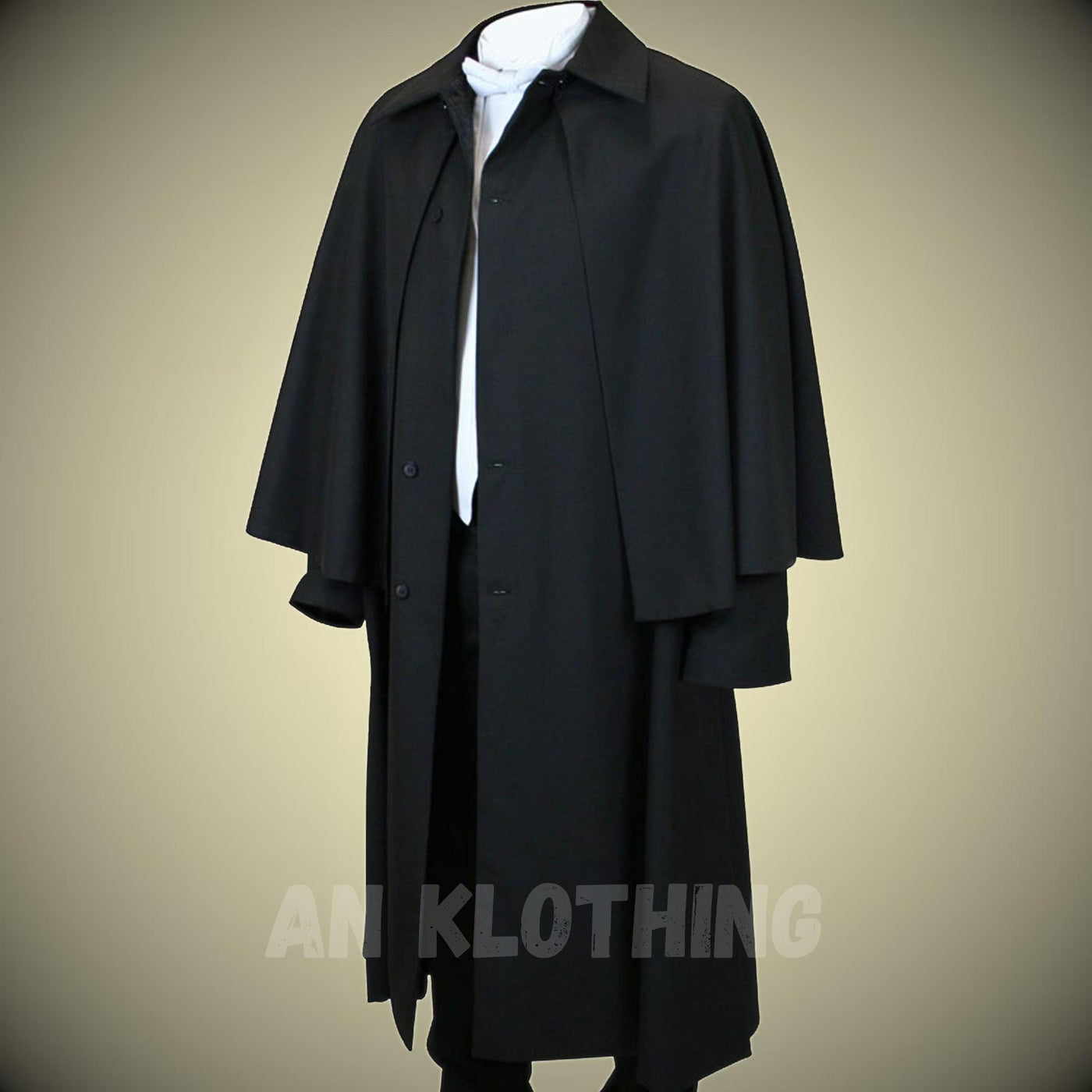 Men's Inverness Cape Coat - Callahan Frock Coat - Duster Coat - Black Christmas Inverness Coat - A Wool Overcoat with a Classic Cape Design