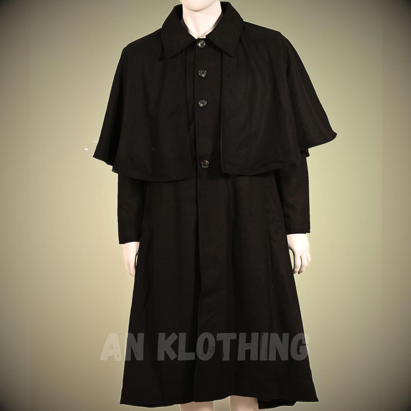 Men's Inverness Cape Coat - Callahan Frock Coat - Duster Coat - Black Christmas Inverness Coat - A Wool Overcoat with a Classic Cape Design