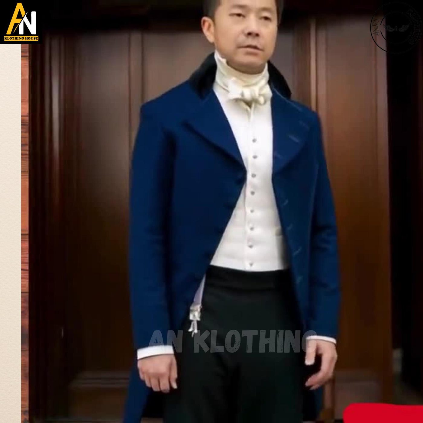 Men’s Blue Wool Coat Colin Bridgeton Regency Tailcoat - 18th Century Victorian Style, Custom Fit Wedding Regency Tailcoat