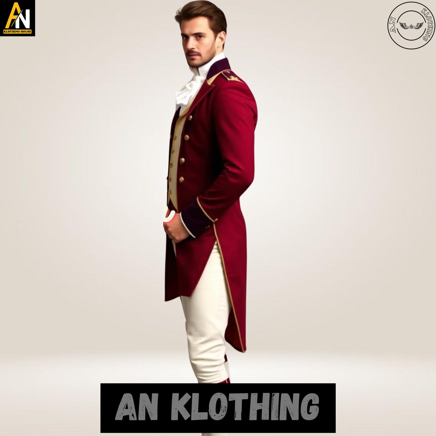 Burgundy Wool Long Regency Tailcoat Complete Outfit, 1800 Regency Complete Outfit Regency Jacket Regency Vest Pants Burgundy Regency Set