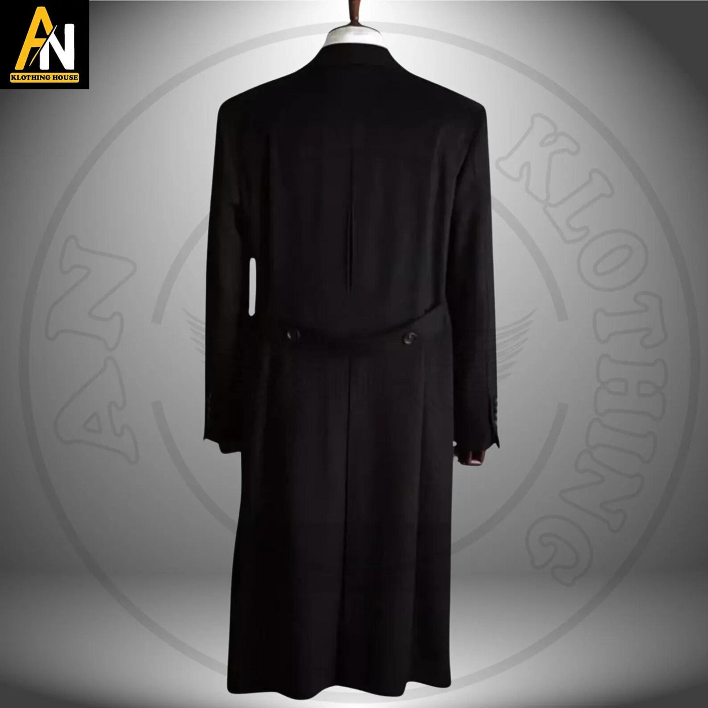 Men's Military-Style Black Wool  Greatcoat - Double-Breasted Long Winter Coat for Timeless Elegance and Sophisticated Fashion