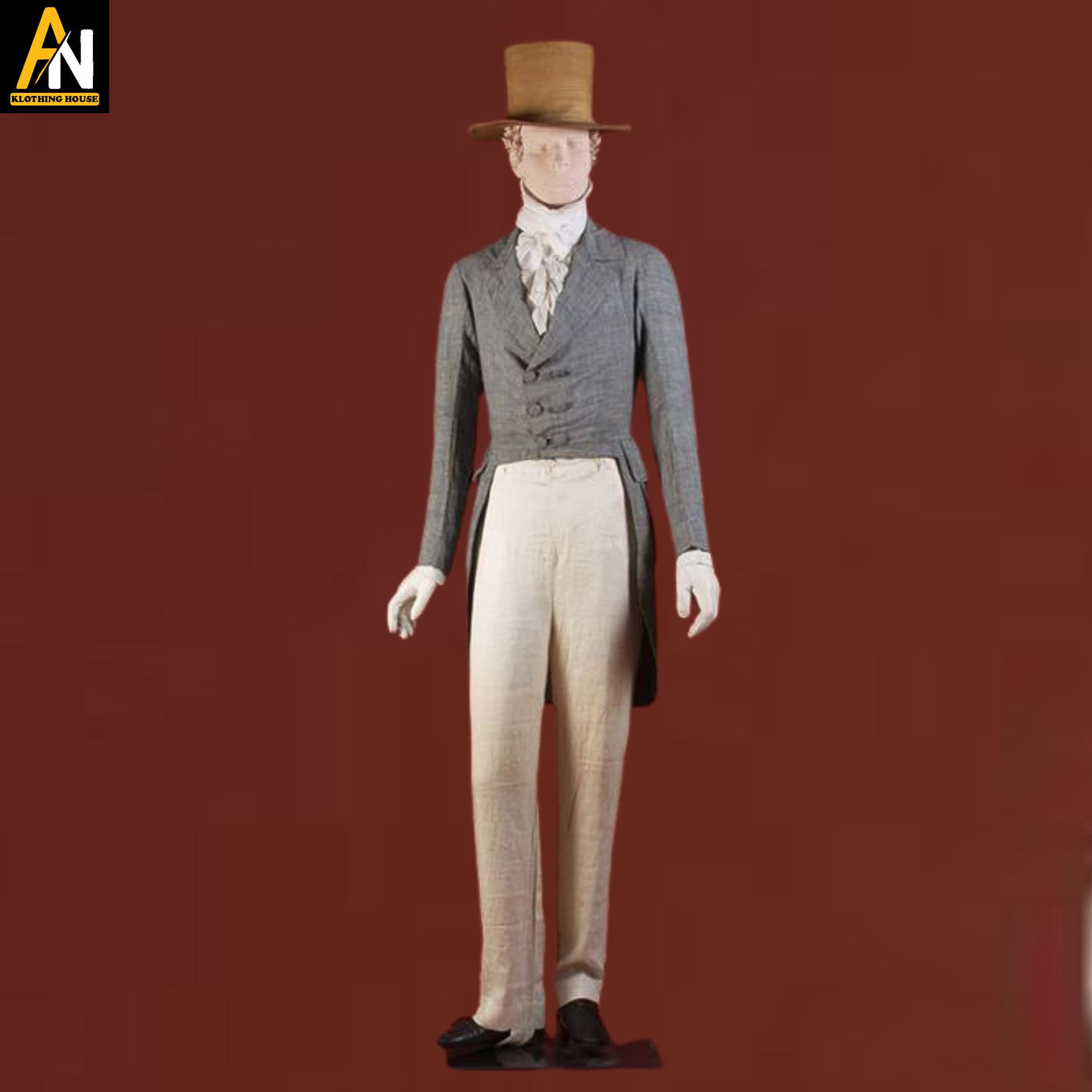 Brazilian Fashion 1820s Wool Long Coat Complete Outfit, 1800 Regency Complete Outfit Regency Jacket Regency Vest Pants Burgundy Regency Set