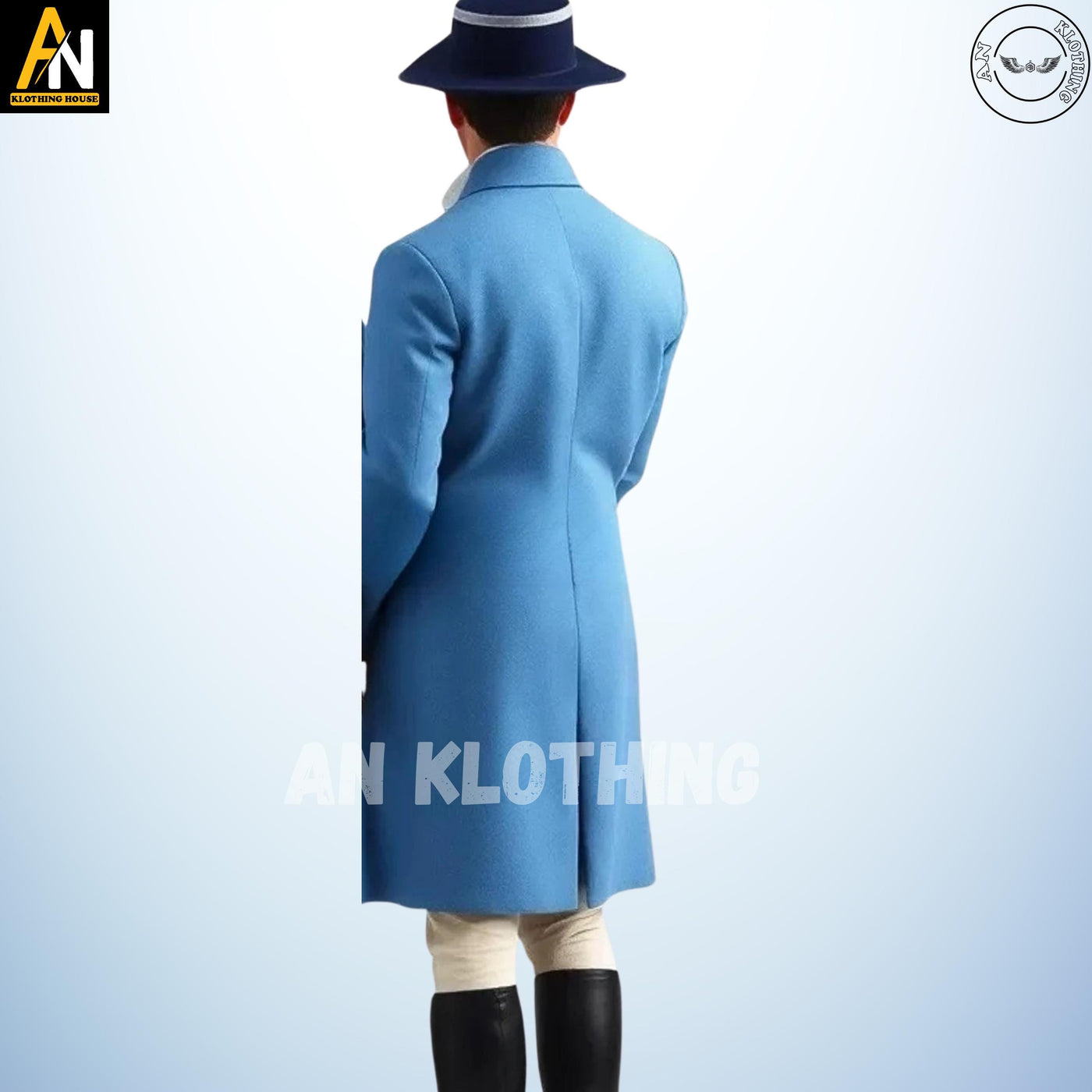 Handmade Men's Sky Blue Wool Regency Coat Complete Dress, 19th-Century Ensemble with Tailored Waistcoat, and Breeches, Men's Regency Coat