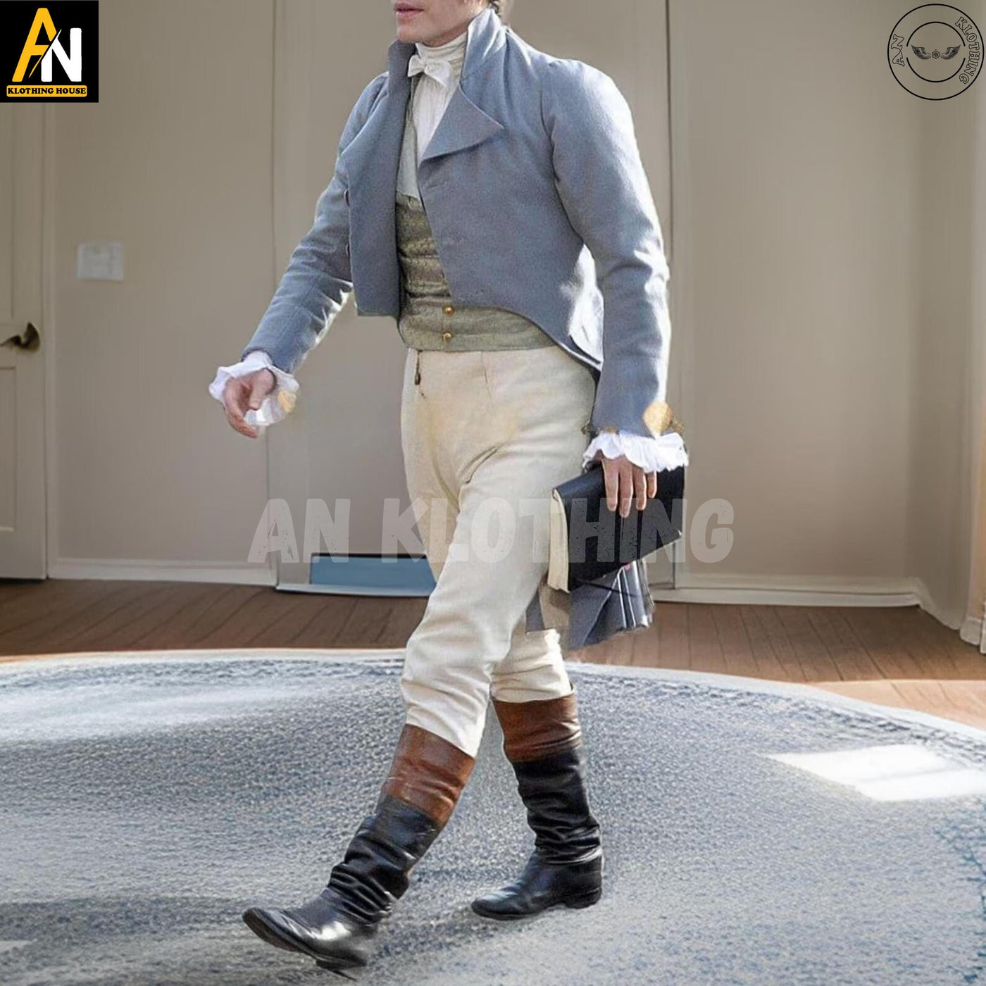 Men's Grey Wool Regency Tailcoat - Perfect for Weddings, Theater Costumes and Historical Event, Handmade Jacket