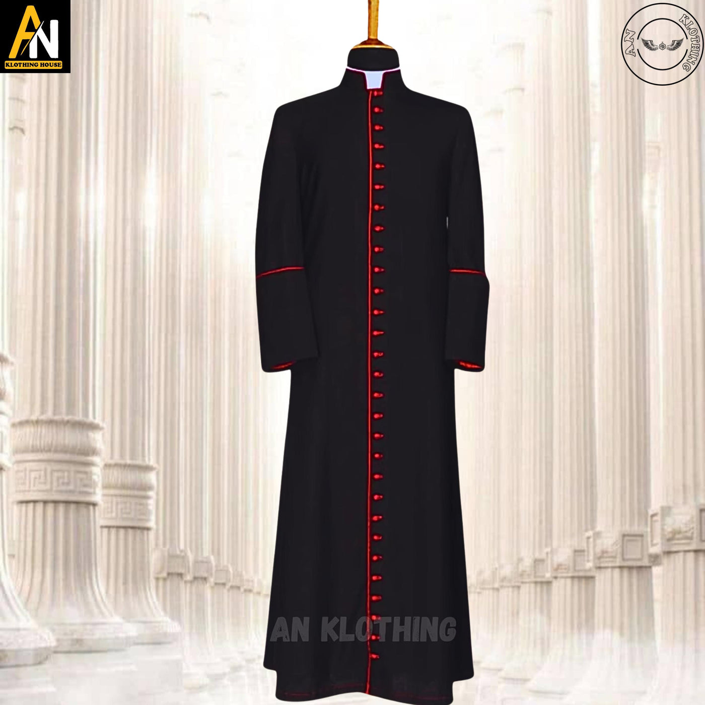 New Catholic Black Roman Cassock – Wool Blend Clergy Robe - Custom Clerical Vestment for Priests - Men & Women Church Attire - Preacher Robe