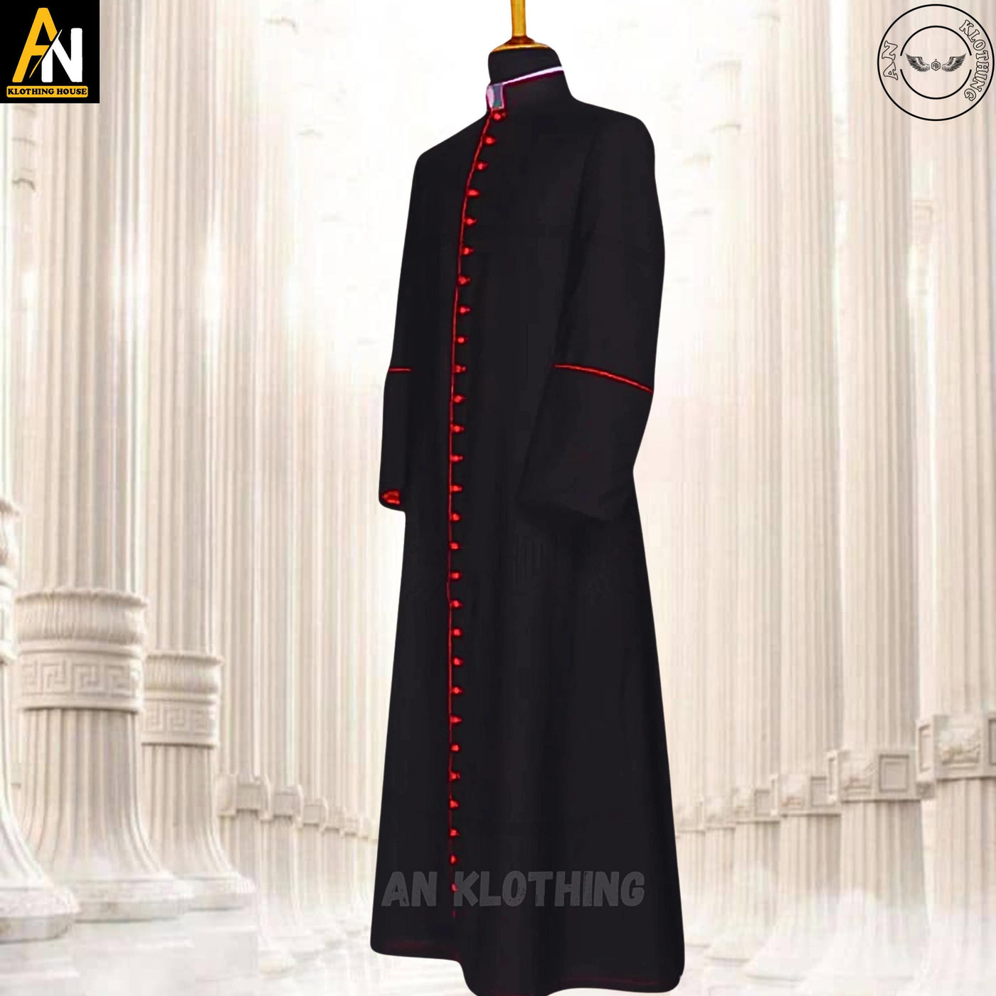 New Catholic Black Roman Cassock – Wool Blend Clergy Robe - Custom Clerical Vestment for Priests - Men & Women Church Attire - Preacher Robe