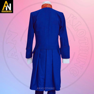Brand New Men’s Blue 18th Century Frock Coat - Historical Colonial Outfit - Jamie Fraser Costume - Regency Coat - Rococo Cosplay