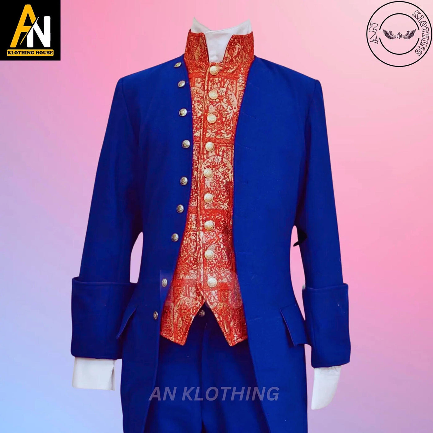 Brand New Men’s Blue 18th Century Frock Coat - Historical Colonial Outfit - Jamie Fraser Costume - Regency Coat - Rococo Cosplay