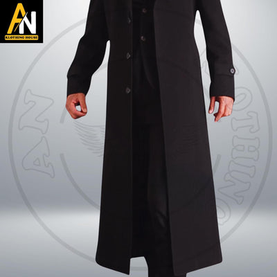 Custom-Made Wool Trench Coat for Men - Long Victorian Steampunk Coat - Timeless Elegance Redefined -Napoleon Style Black Long Coat