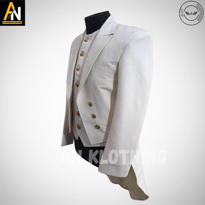 Brand New Special Men's White Regency dated 1800's Regency Coat - British Handmade Tailcoat - Custom made wool coat - Historical Coat