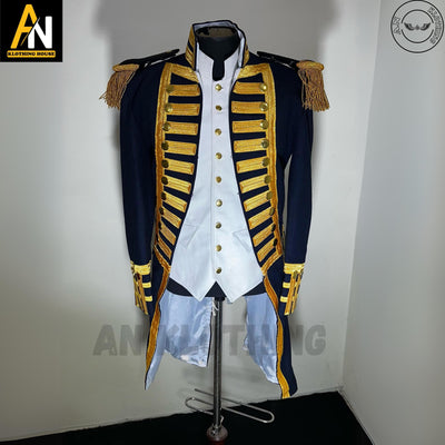 British Royal Navy Vice Admiral Military Jacket | Officer Uniform | Steampunk Navy Costume | Wool Naval Coat for Cosplay & Reenactments Suit