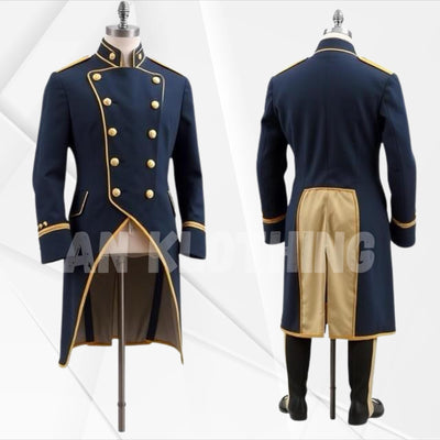 Exquisite Navy Military-Inspired Coat with Striking Gold Accents and Elegant Tailored Design - Regency Era Jacket - A Timeless Statement Set