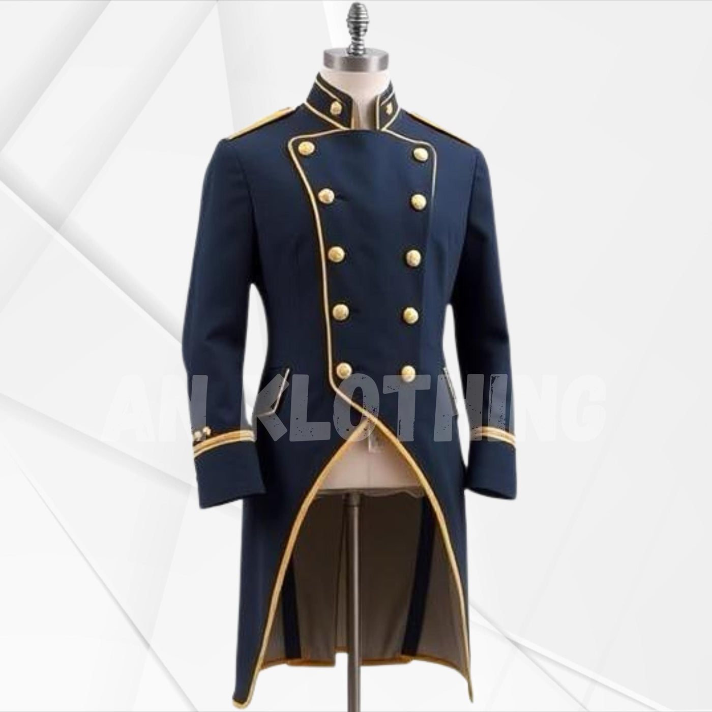 Exquisite Navy Military-Inspired Coat with Striking Gold Accents and Elegant Tailored Design - Regency Era Jacket - A Timeless Statement Set