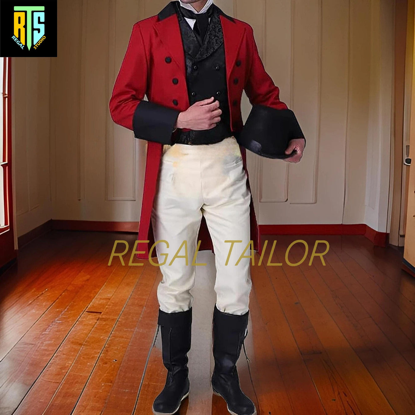 Brand New Men’s Red Victorian Regency Tailcoat & Breeches Set - 1830-50 Dated - Custom Fit Regency Fashion Coat - Regency Jacket