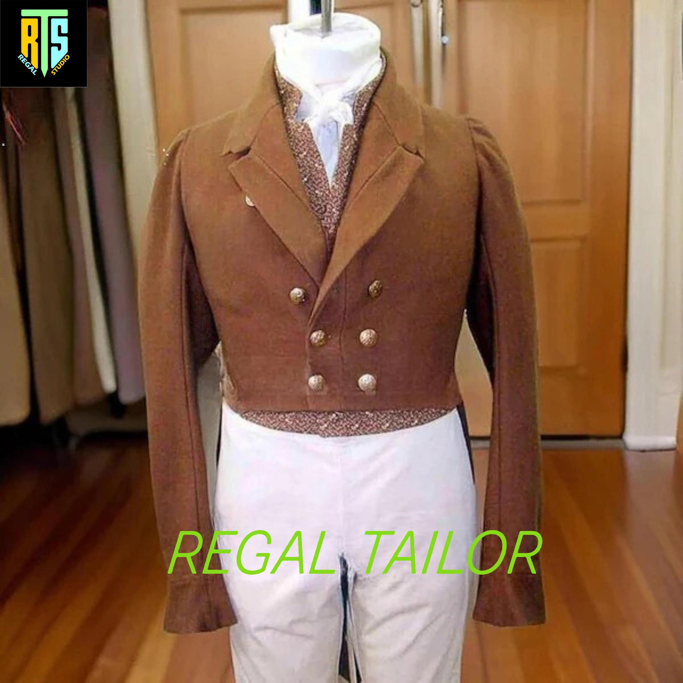 Men’s 1810-1830 Regency Brown Wool Tailcoat - Custom Made - British Officer & Napoleonic Regency Style Coat - Old Era Suit - Regency Jacket