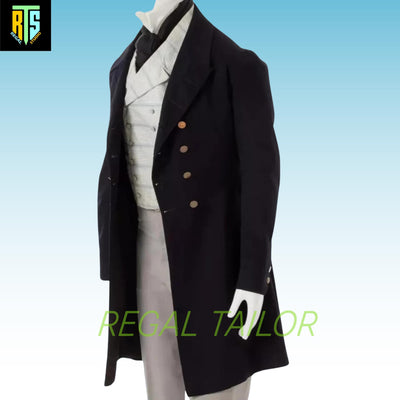 Men's Dark Navy Blue Regency 1840-1850 Coat - 19th Century Wool Coat - Historical Coat - Regency Victorian Style Coat - Regency Jacket
