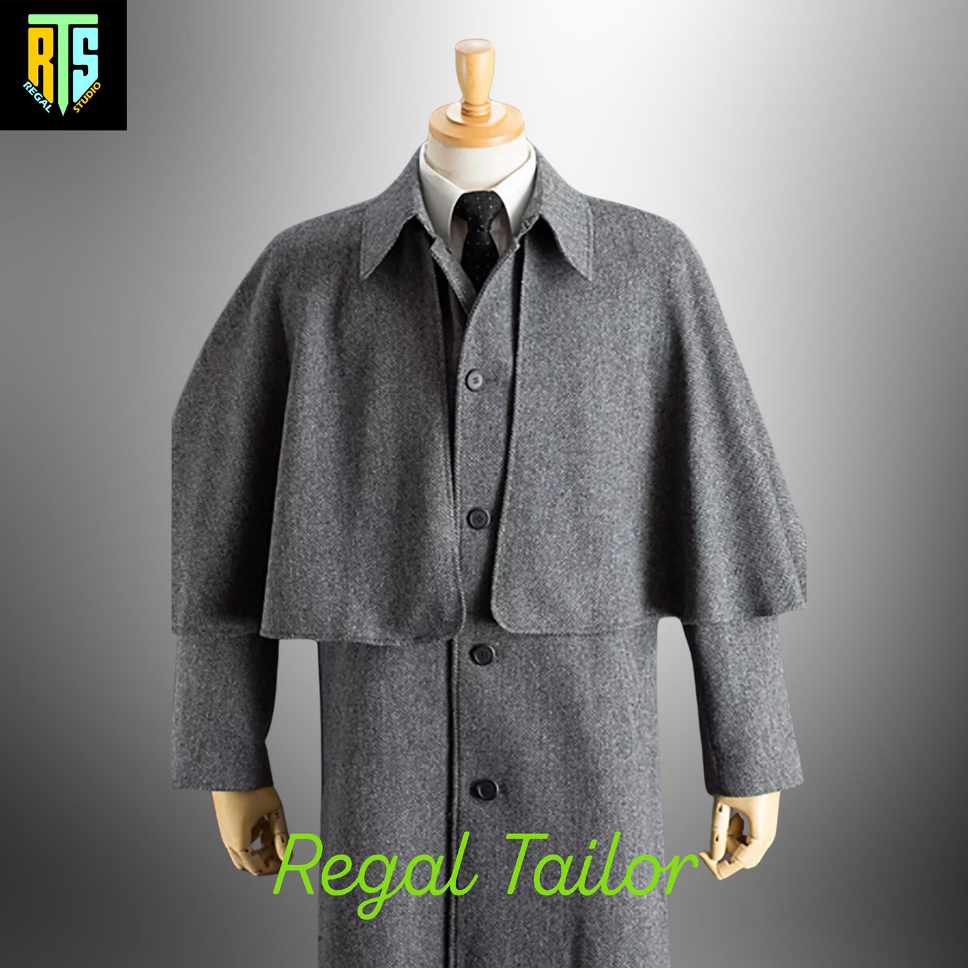 Gray Inverness Cape Coat – A Custom Made Wool Overcoat With A Classic Cape Design - Elegant Coachmen's Coat - Regency Garrick Overcoat
