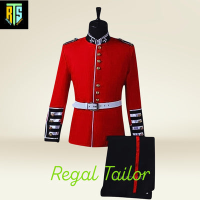 British Uniform Royal Guard Soldier Costume Men Fancy Dress Outfit Grenadier - Red Men's Hussar Soldier Grenadier Royal Trooper Wool Jacket