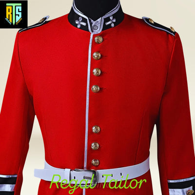 British Uniform Royal Guard Soldier Costume Men Fancy Dress Outfit Grenadier - Red Men's Hussar Soldier Grenadier Royal Trooper Wool Jacket