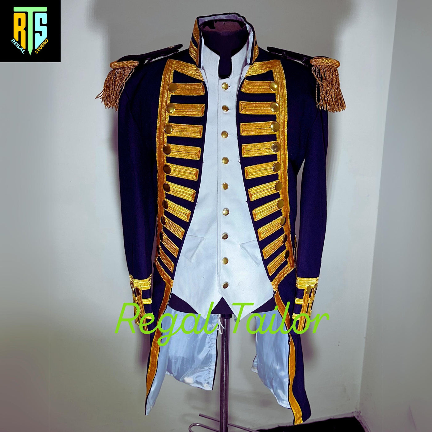British Royal Navy Blue Color Admiral Military Jacket - Officer Uniform - Steampunk Navy Costume - Wool Naval Coat for Cosplay & Reenactment