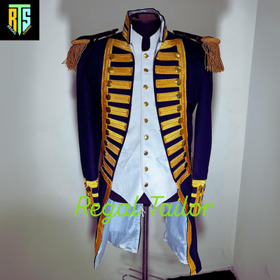 British Royal Navy Blue Color Admiral Military Jacket - Officer Uniform - Steampunk Navy Costume - Wool Naval Coat for Cosplay & Reenactment