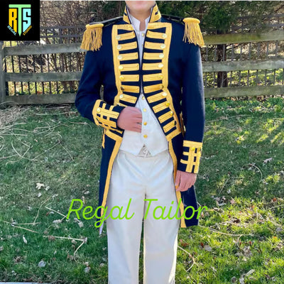 British Royal Navy Blue Color Admiral Military Jacket - Officer Uniform - Steampunk Navy Costume - Wool Naval Coat for Cosplay & Reenactment