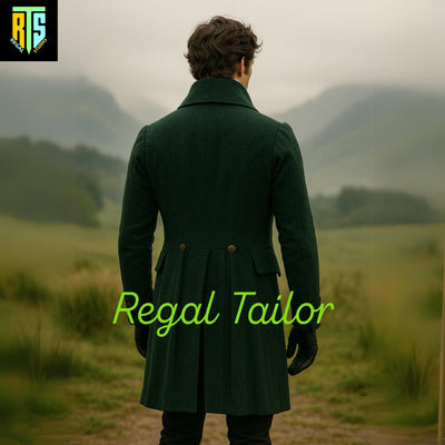 Jane Austen Costume - Regency Era Men's Green Tailcoat Outfit – 19th Century Historical Costume – Cosplay or Themed Event Wear - Men's Coat