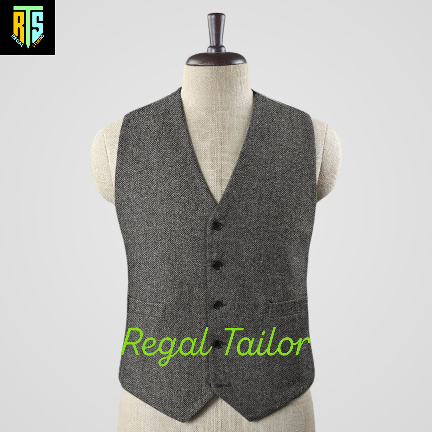 Men's 3-Piece Tweed Suit with Long Coat - Peaky Blinders Style - Tweed Herringbone - Tom Shelby Inspired - Tailor-Made - High-Quality Coat
