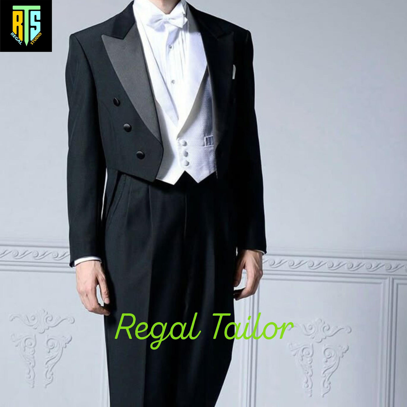Exquisitely Handmade Men's Black Regency Tailcoat – Authentic 1800s Style with Elegant Long Tails - Custom Fitted - Black Wool Coat