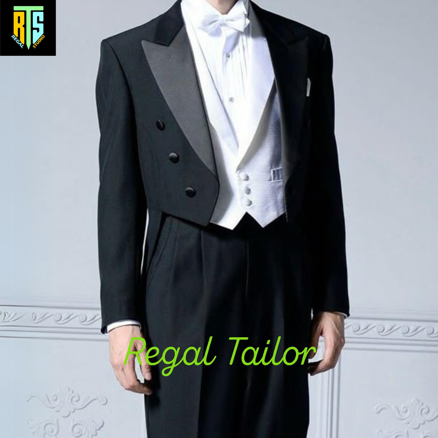 Exquisitely Handmade Men's Black Regency Tailcoat – Authentic 1800s Style with Elegant Long Tails - Custom Fitted - Black Wool Coat
