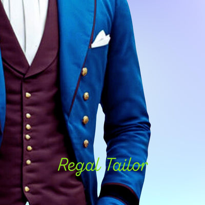 Handmade Brand New Men's Blue Regency 1800's Regency Coat- Handmade Coat – Custom Fitted Masterpiece - Regency Jacket By RTS