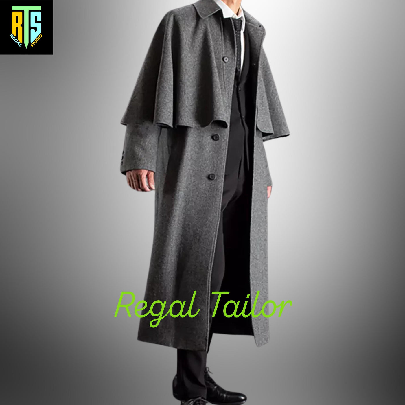Gray Inverness Cape Coat – A Custom Made Wool Overcoat With A Classic Cape Design - Elegant Coachmen's Coat - Regency Garrick Overcoat