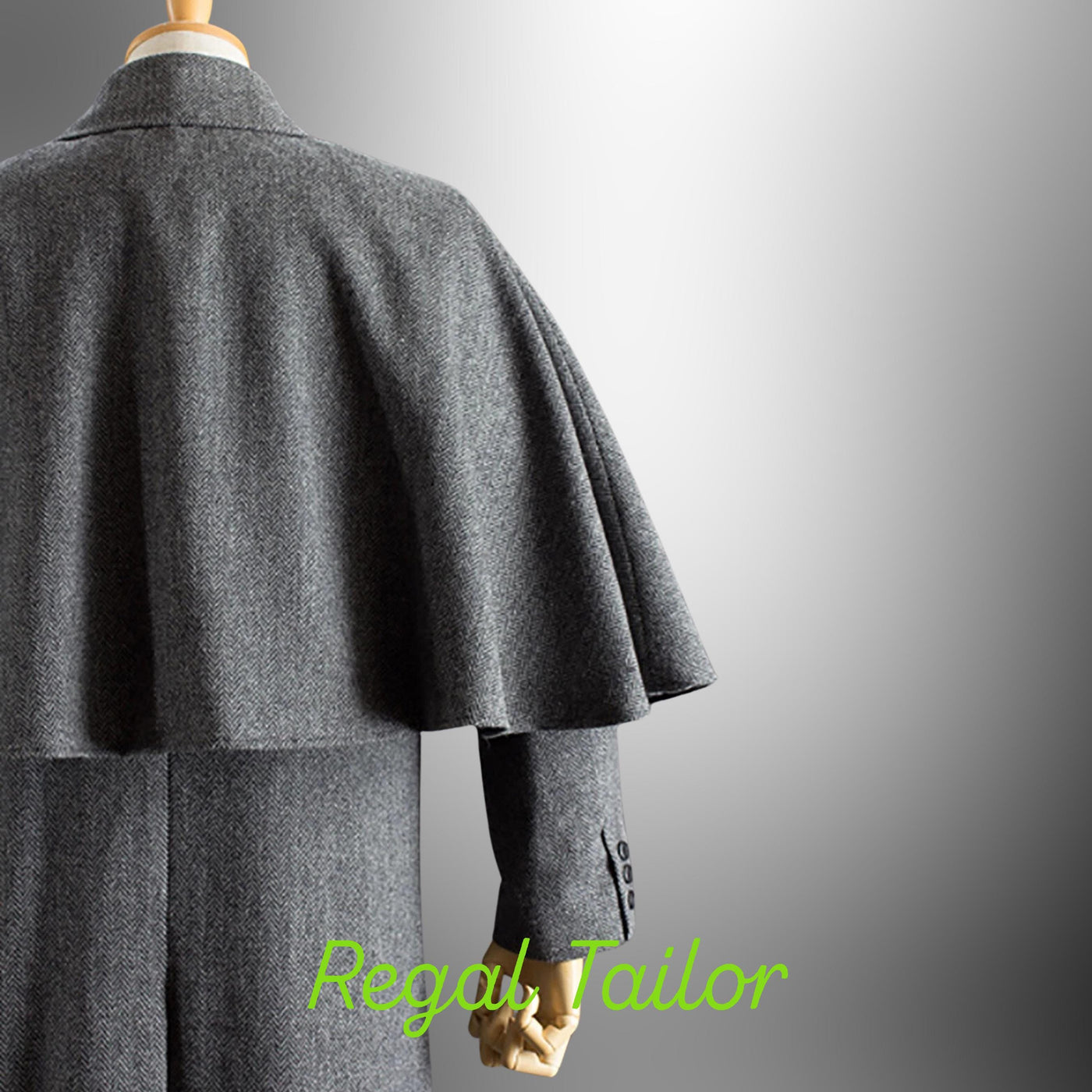 Gray Inverness Cape Coat – A Custom Made Wool Overcoat With A Classic Cape Design - Elegant Coachmen's Coat - Regency Garrick Overcoat