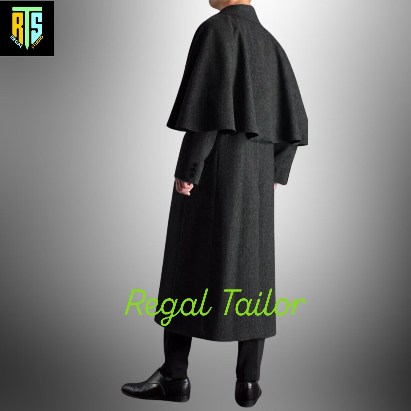 Black Inverness Cape Coat – A Custom Made Wool Overcoat With A Classic Cape Design - Elegant Coachmen's Coat - Regency Garrick Overcoat
