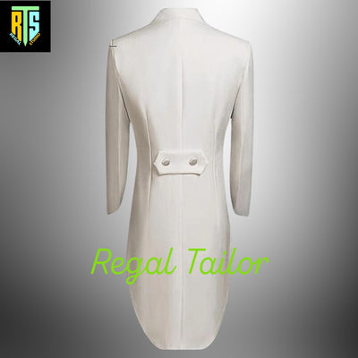 Men's White Regency Tailcoat – Authentic 1800s Style with Elegant Long Tails - Custom Fitted - Rare Regency Tailcoat - Custom Made Wool Coat
