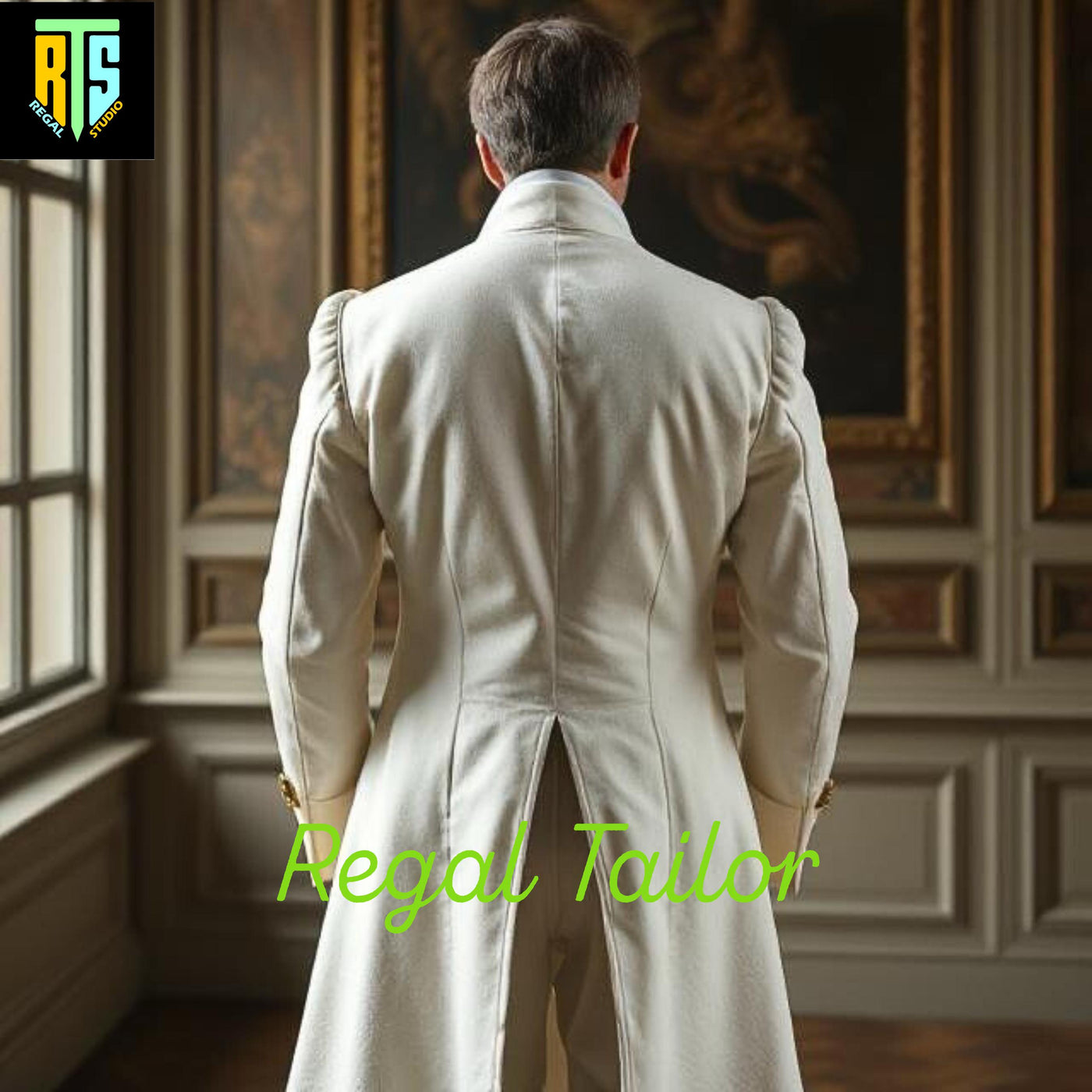 Timeless Elegance in Classic White Regency Formalwear | Custom Bespoke Fashion– Authentic 1800s Style with Elegant Long Tails - Regency Coat
