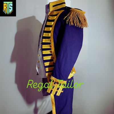 British Royal Navy Blue Color Admiral Military Jacket - Officer Uniform - Steampunk Navy Costume - Wool Naval Coat for Cosplay & Reenactment