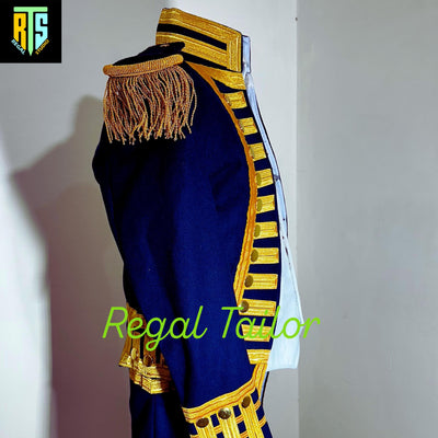 British Royal Navy Blue Color Admiral Military Jacket - Officer Uniform - Steampunk Navy Costume - Wool Naval Coat for Cosplay & Reenactment