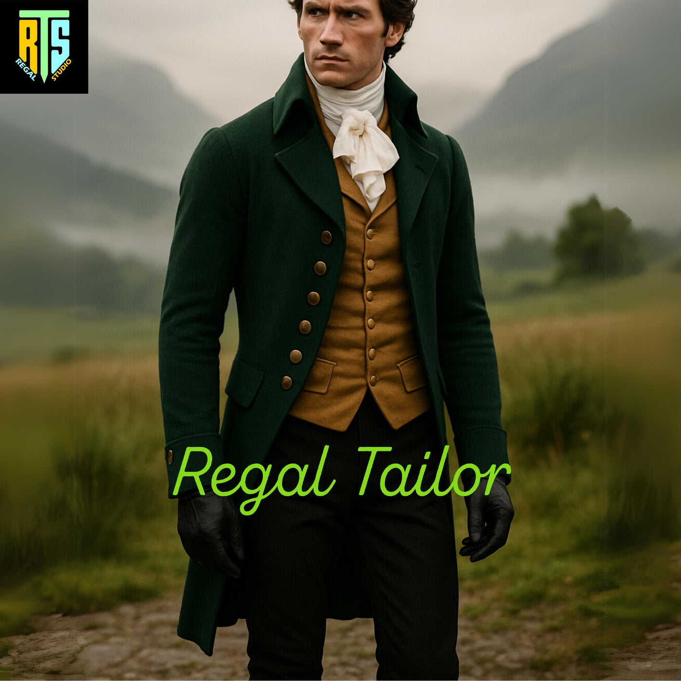Jane Austen Costume - Regency Era Men's Green Tailcoat Outfit – 19th Century Historical Costume – Cosplay or Themed Event Wear - Men's Coat
