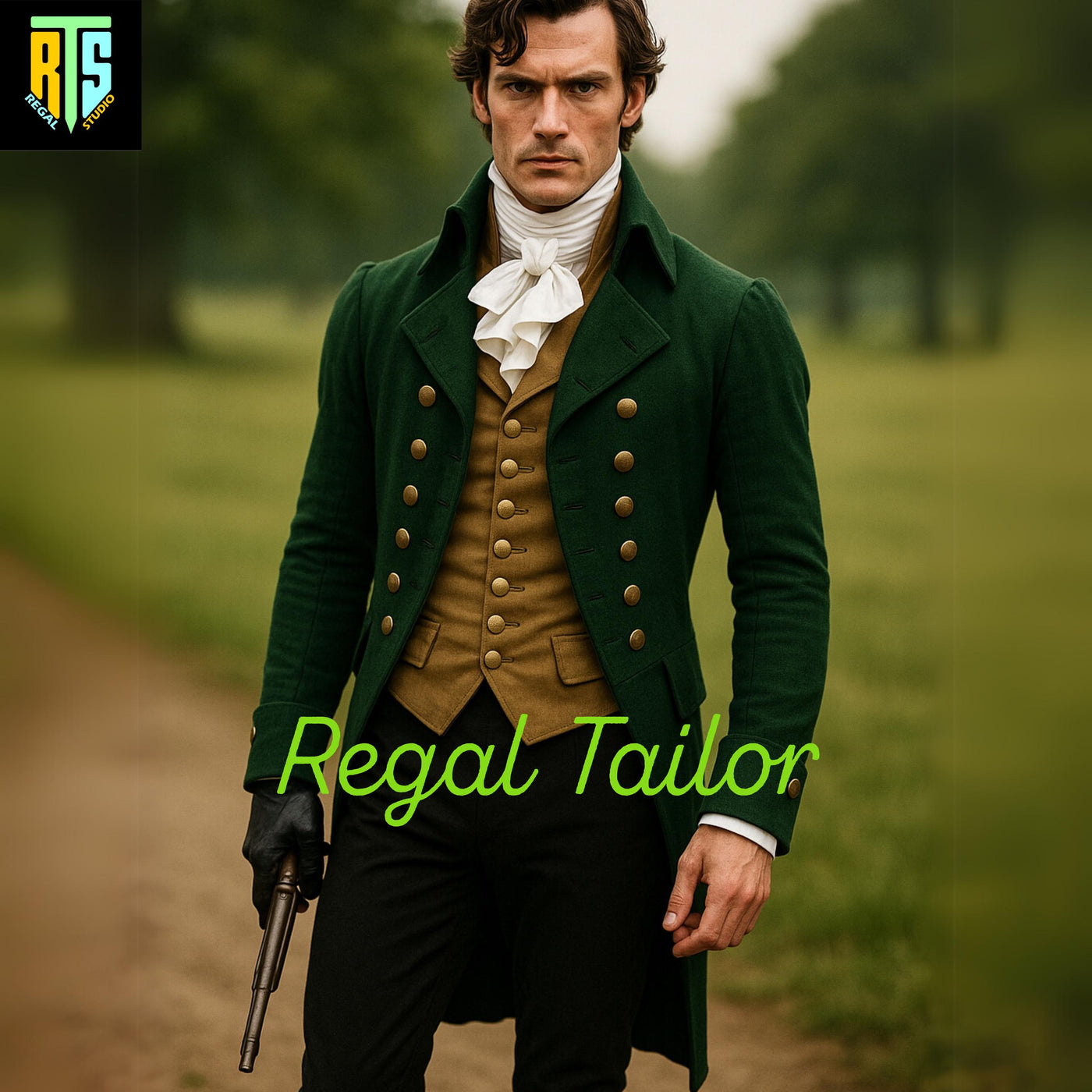 Jane Austen Costume - Regency Era Men's Green Tailcoat Outfit – 19th Century Historical Costume – Cosplay or Themed Event Wear - Men's Coat