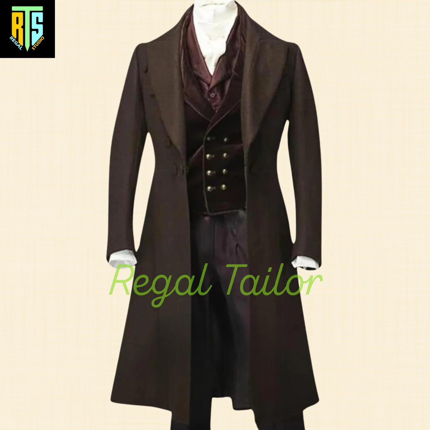 Brand New Men Colin Bridgerton Brown Trench Coat - Military Frock Coat - Civil Officer Frock Coat - 18th Century Frock Coat - Regency Jacket