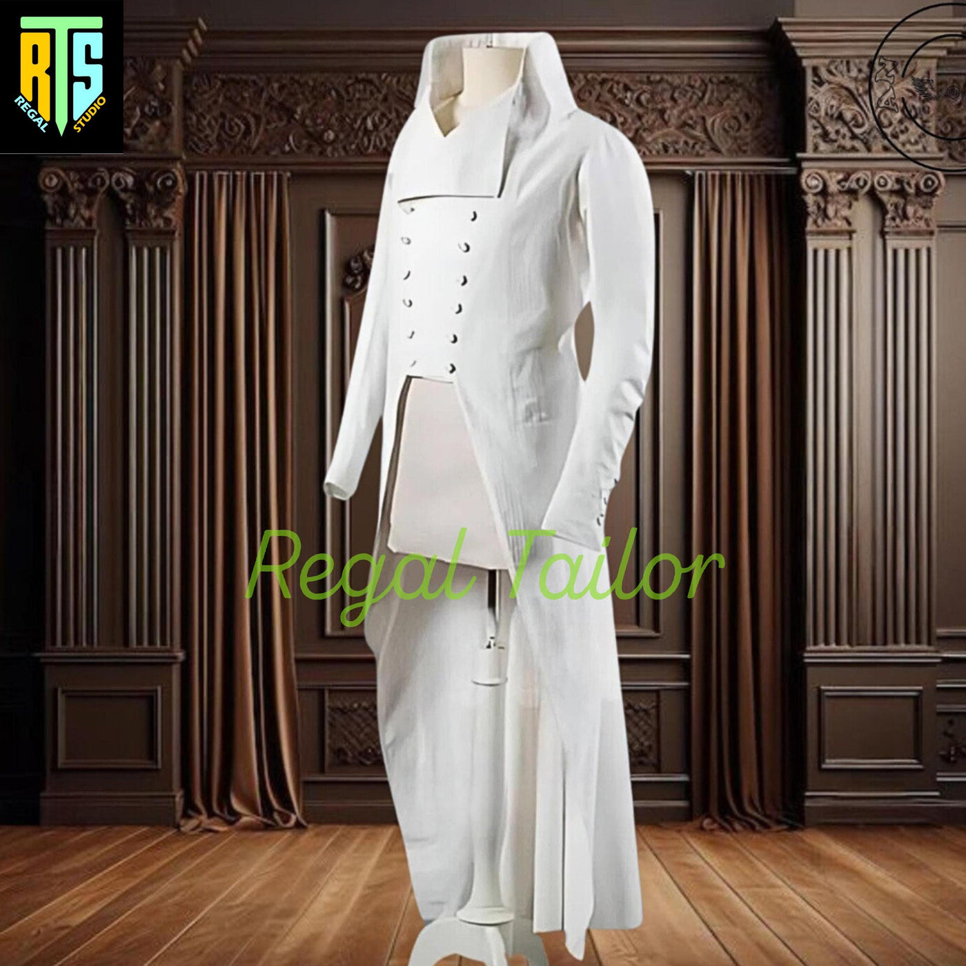 Christmas Regency Tailcoat - White Wool - Victorian Military Jacket | Custom Made Tailcoat | Festive Attire | Historical Costume
